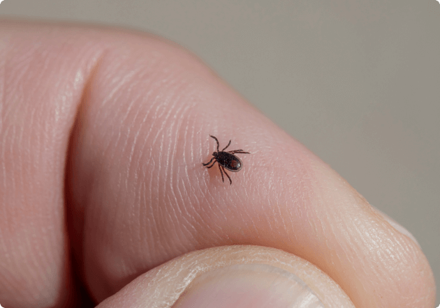close-up foto van een teek op een vinger