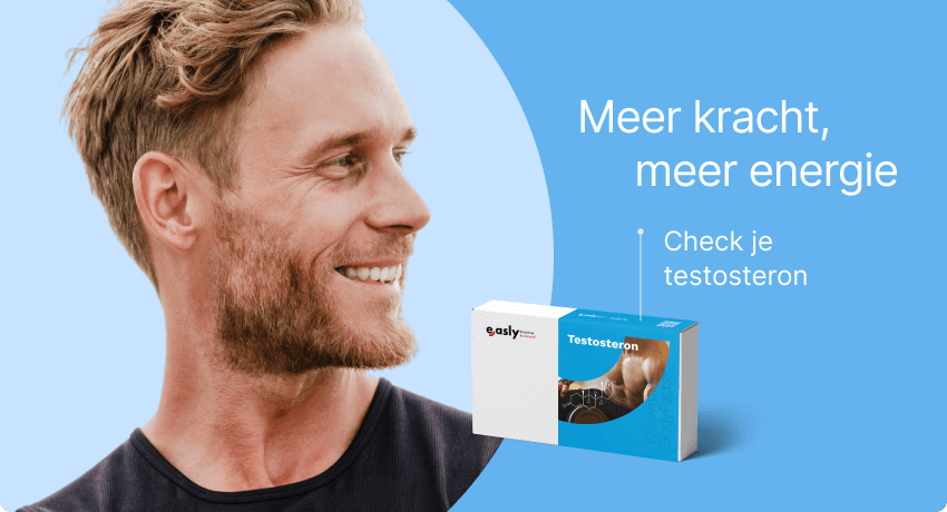 Home page banner Testosteron. Meer kracht, meer energie, check je testosteron.