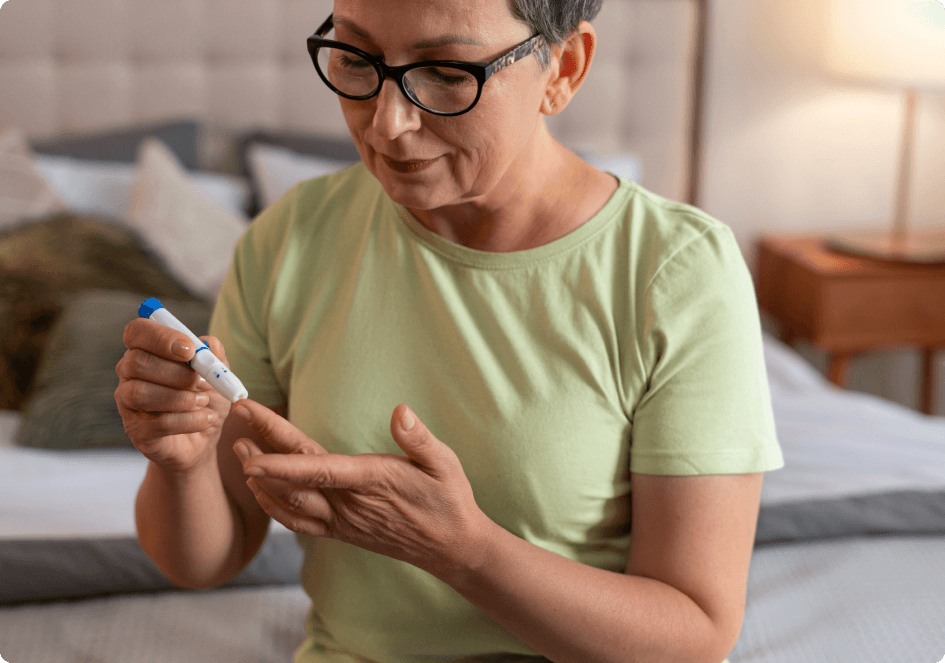 oudere vrouw doet magnesium test