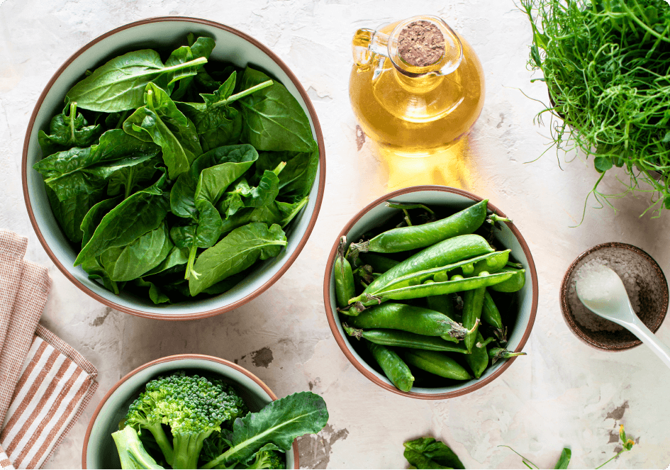 verschillende soorten groene groentes