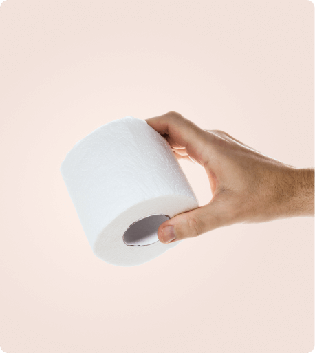 wc rol in een hand